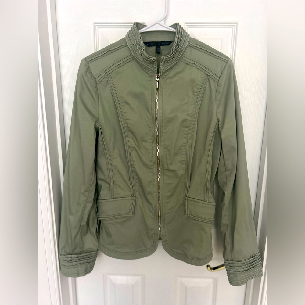 White House Black Market Green Zip Jacket size 8